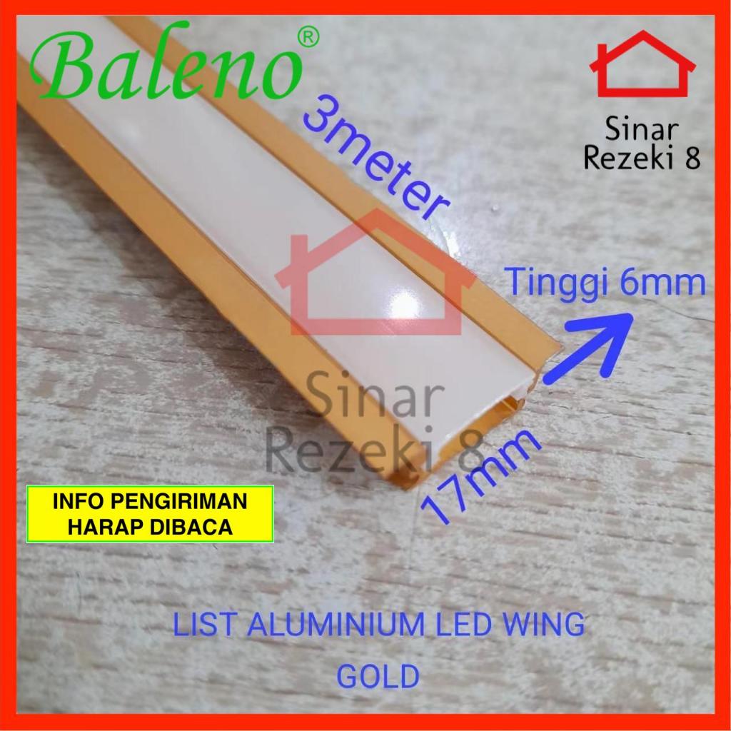 List Lampu LED 3 METER WING GOLD / Rumah Strip Cover Aluminium Casing - GOLD - WING