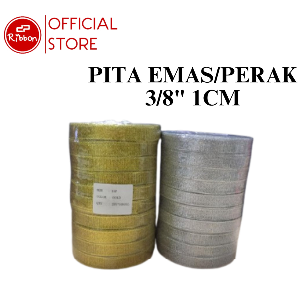 

Pita Emas/Perak 3/8" 1cm (Gold/Silver Ribbon 3/8 inch) Per ROLL 1 cm