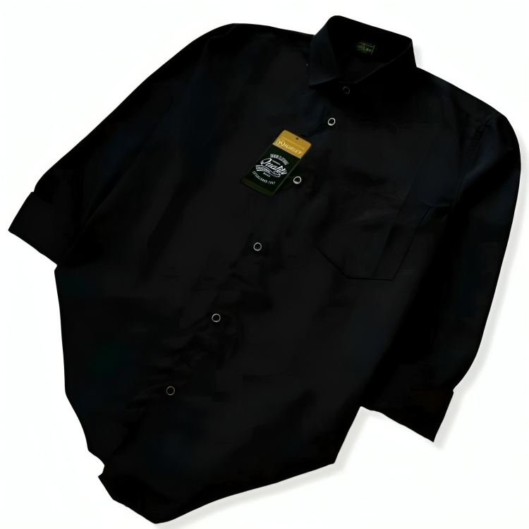 Hurley Kemeja Polos Pria Lengan Panjang Hitam Slimfit Distro