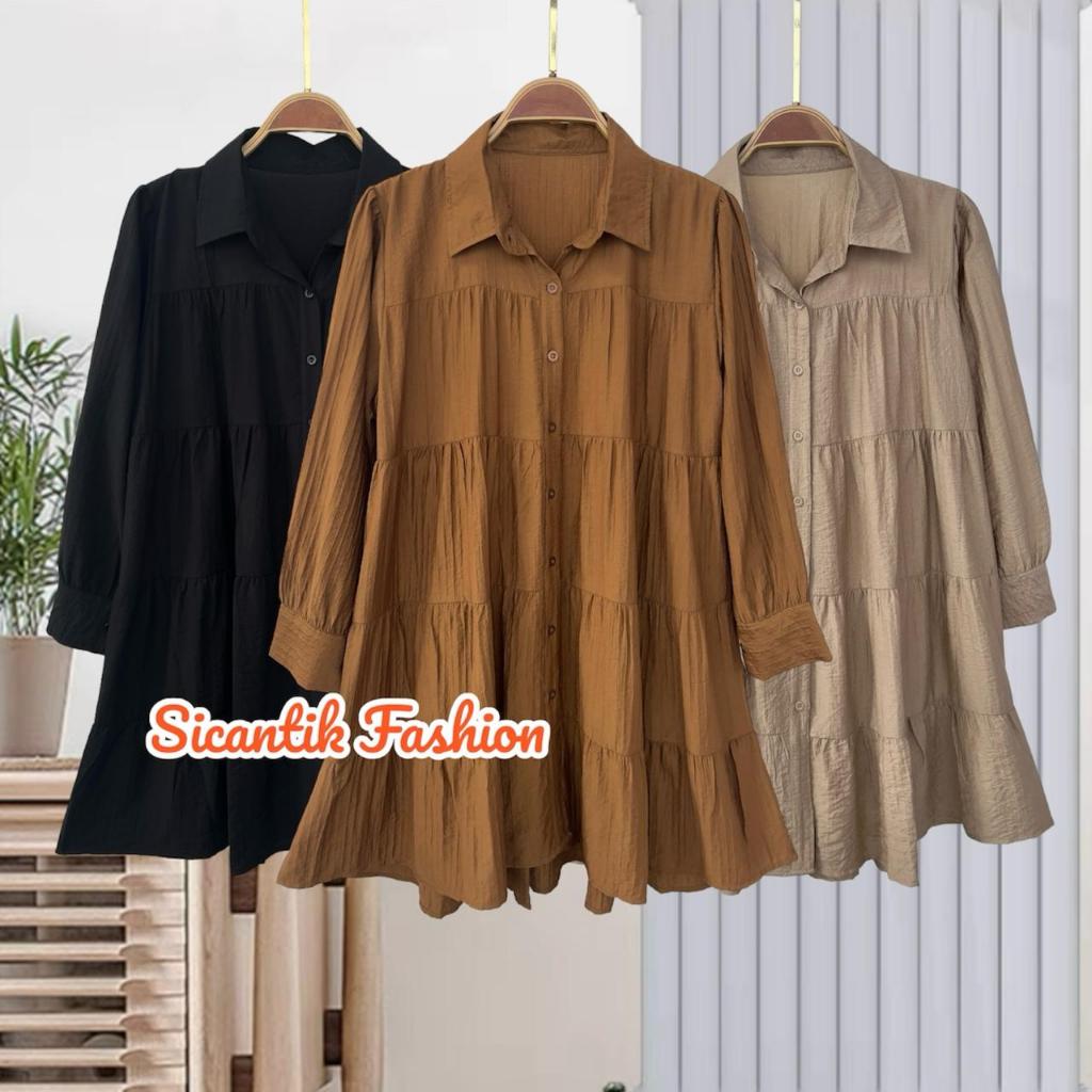 Atasan Tunik Wanita Polos / Tunik Midi Katun Import