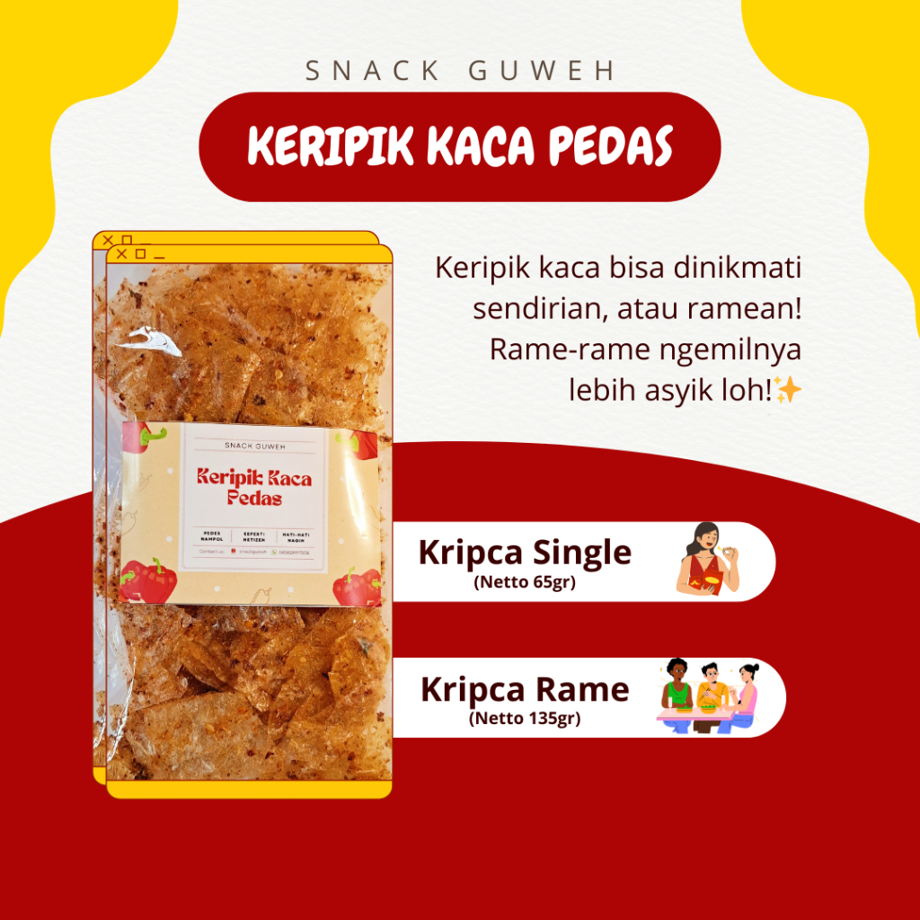 

Keripik Kaca Pedes 135gr | Keripik Kaca Murah Ekstra Pedas | Kripca Snack Guweh