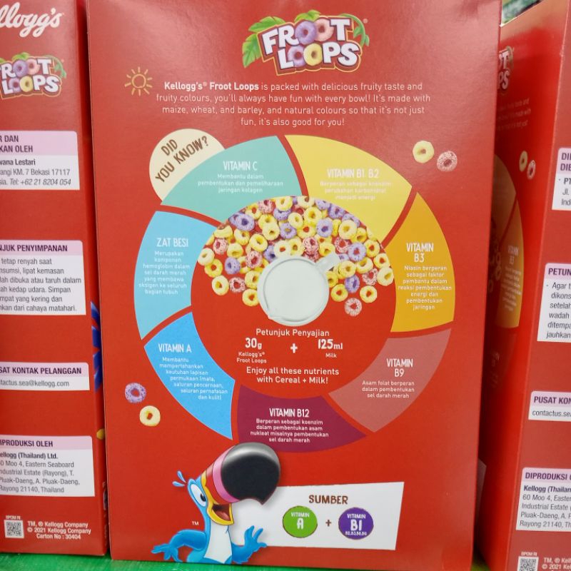 

Kelloggs Froot Loops Sereal Sarapan Jagung, Gandum, dan Barli 300gr