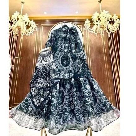 Dress set hijab organza shellasaukia