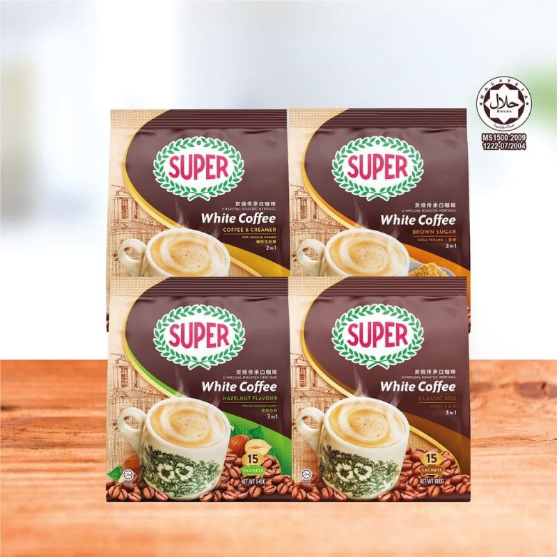 

Super White Coffee Charcoal Roasted Heritage Brown Sugar Classic Coffee Creamer Hazelnut