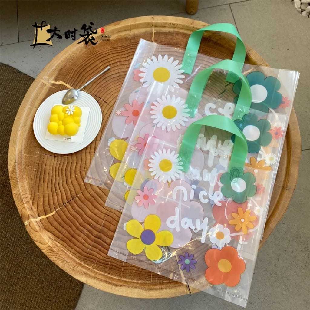 

[ , ] Kantong Plastik Daisy Nice Day, Gift Bag Transparan Tas Hadiah Lucu