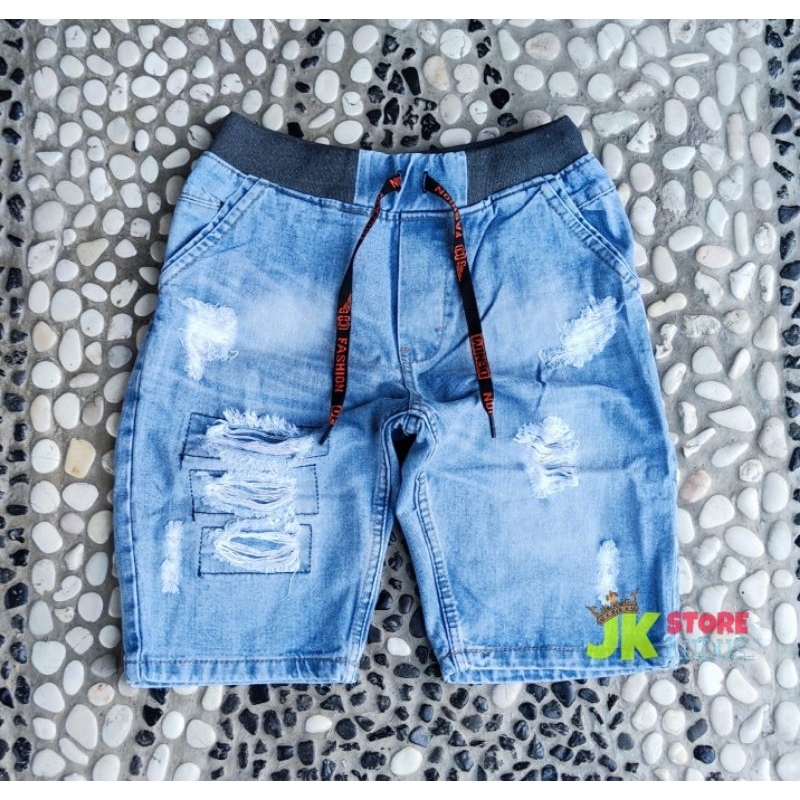 Celana jeans kolor rip pria celana jean pendek pria jeans pinggang kolor
