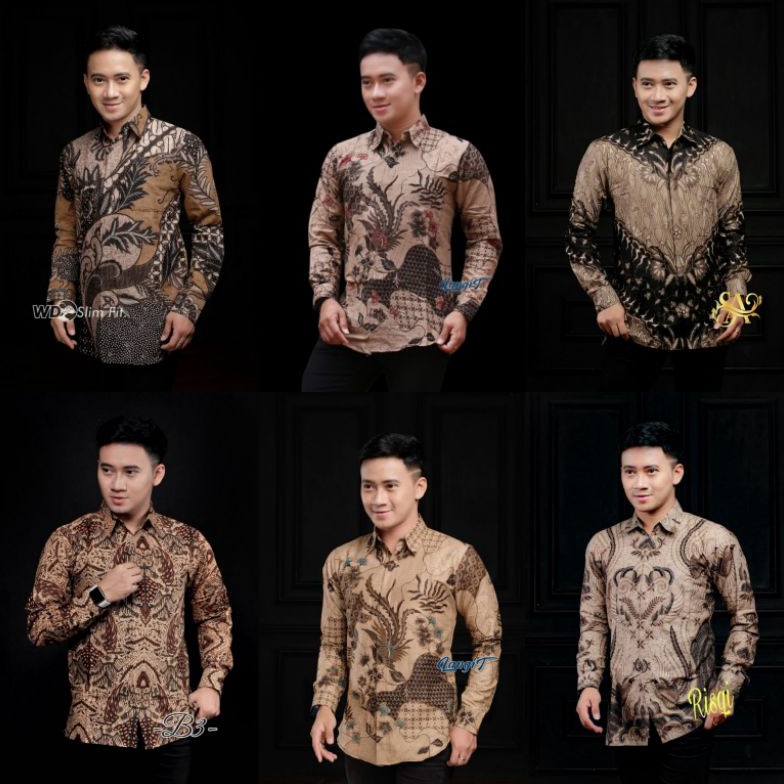 ART M55U Batik pria coklat kemeja cowok lengan panjang m l xl xxl terlaris premium modern quality wa