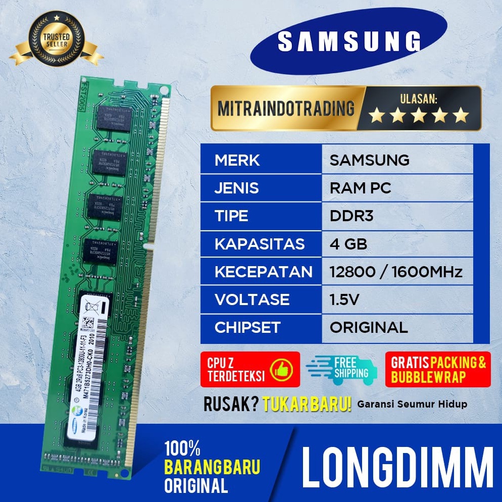 TERMURAH RAM SAMSUNG LONGDIMM DDR3 4GB PC128 BERGARANSI