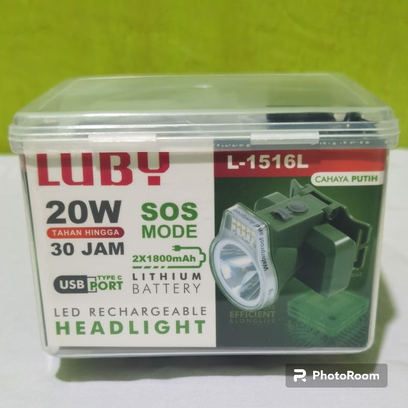 senter Kepala Luby 20W L-1516L ll Senter Kepala Cas ll Senter Kepala Luby Cahay putih Original 100 %