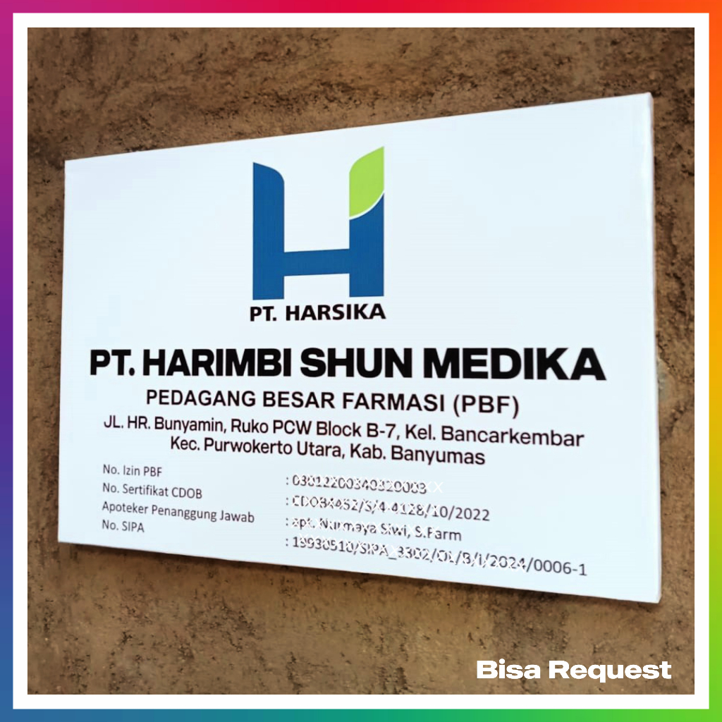 

Papan Nama PT CV Badan Usaha / Perusahaan