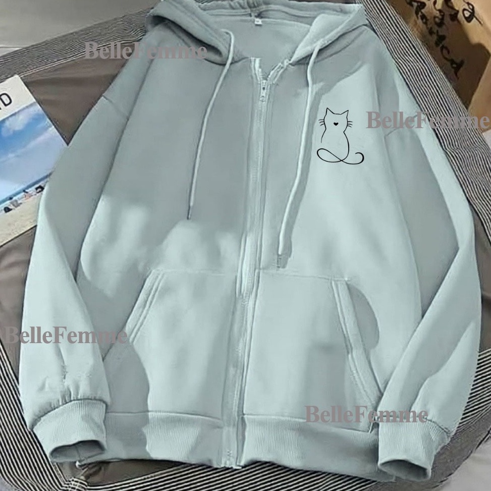 ART U52G Hoodie Zipper Sweater garis kucing Resleting pria wanita Size L XL XXL 3XL 4XL bigsize zipp
