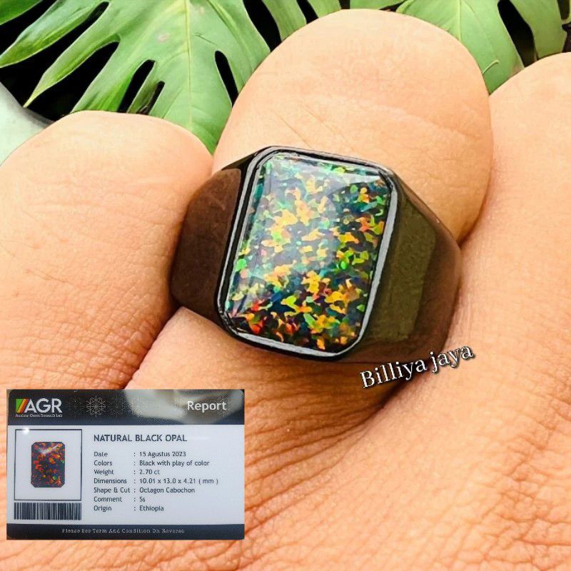 CINCIN BATU KALIMAYA BLACK OVAL NATURAL