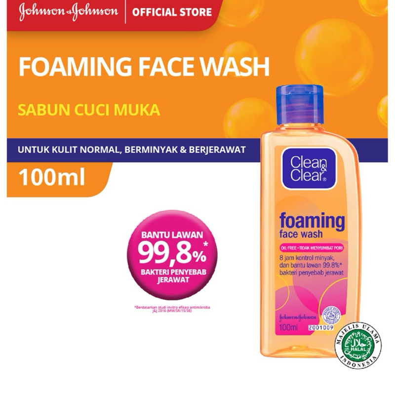 Clean and Clear facial wash foaming sabun cuci muka 100ml 50ml