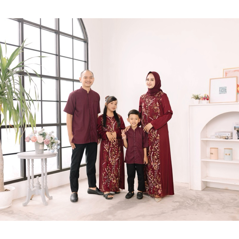 Shearila - Gardenia Series Family Set in MAROON BURGUNDY | Siena Dress | Siena Koko | Siena Dress Gi