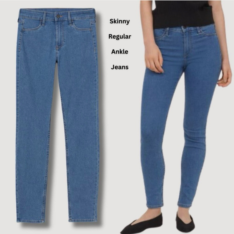 Celana Panjang Jeans Wanita Highrise (Skinny Jeans) warna Medblue brand H&M Original