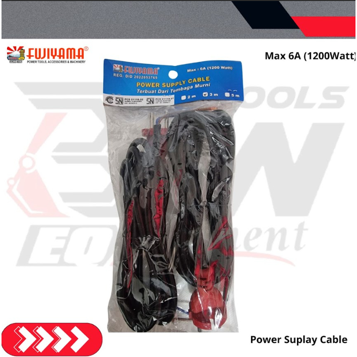 Fujiyama Kabel Mesin 2X0.75mm 3 Meter FULL Tembaga - Kabel Power - Kabel Listrik Mesin