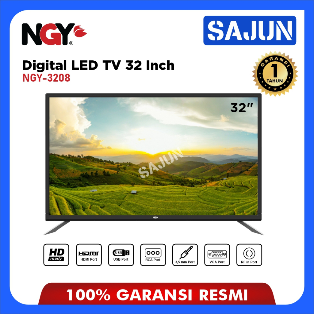 NAGOYA LED TV Digital HD 32 Inch / Televisi Kaca HDMI USB NGY-3208