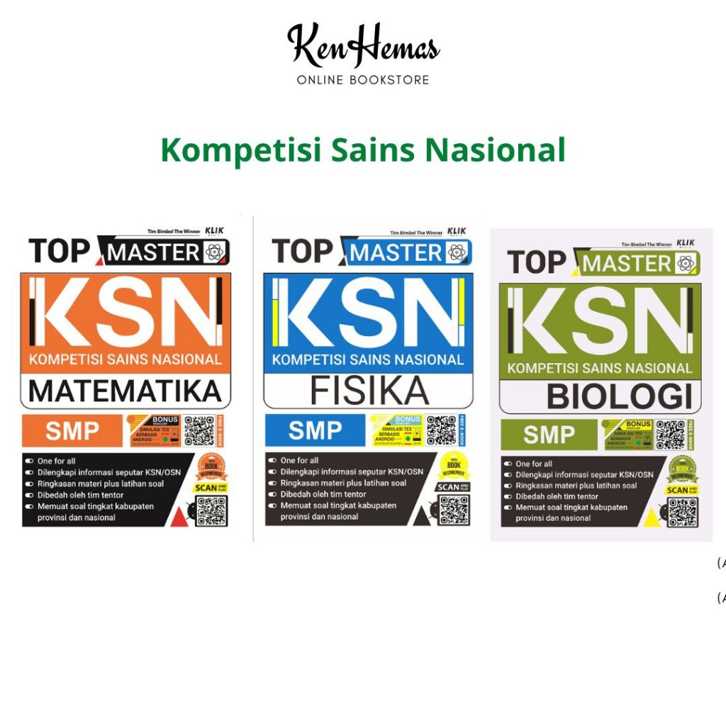 Buku Seri KSN - TOP MASTER KSN Matematika SMP, Fisika SMP, Biologi SMP