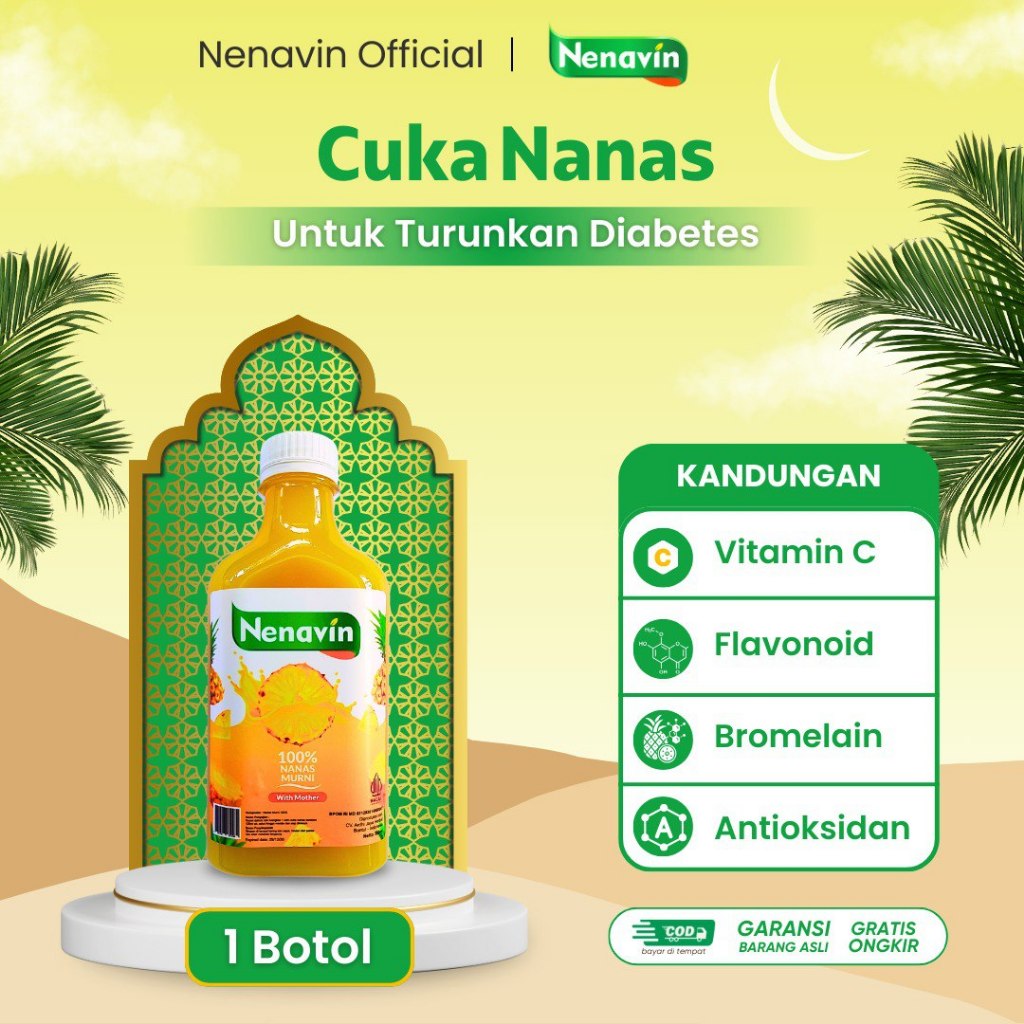 

NENAVIN Cuka Nanas Organik With The Mother - Ampuh Atasi Diabetes - Gula Darah Alami - Asam Urat