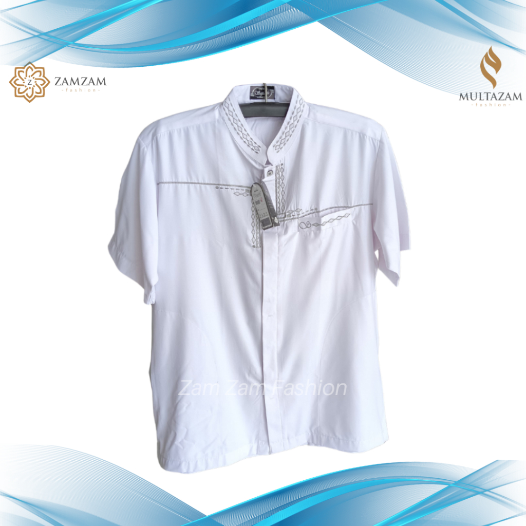 Baju Koko Sajidah 7112 Lengan Pendek Putih Katun Premium Termurah