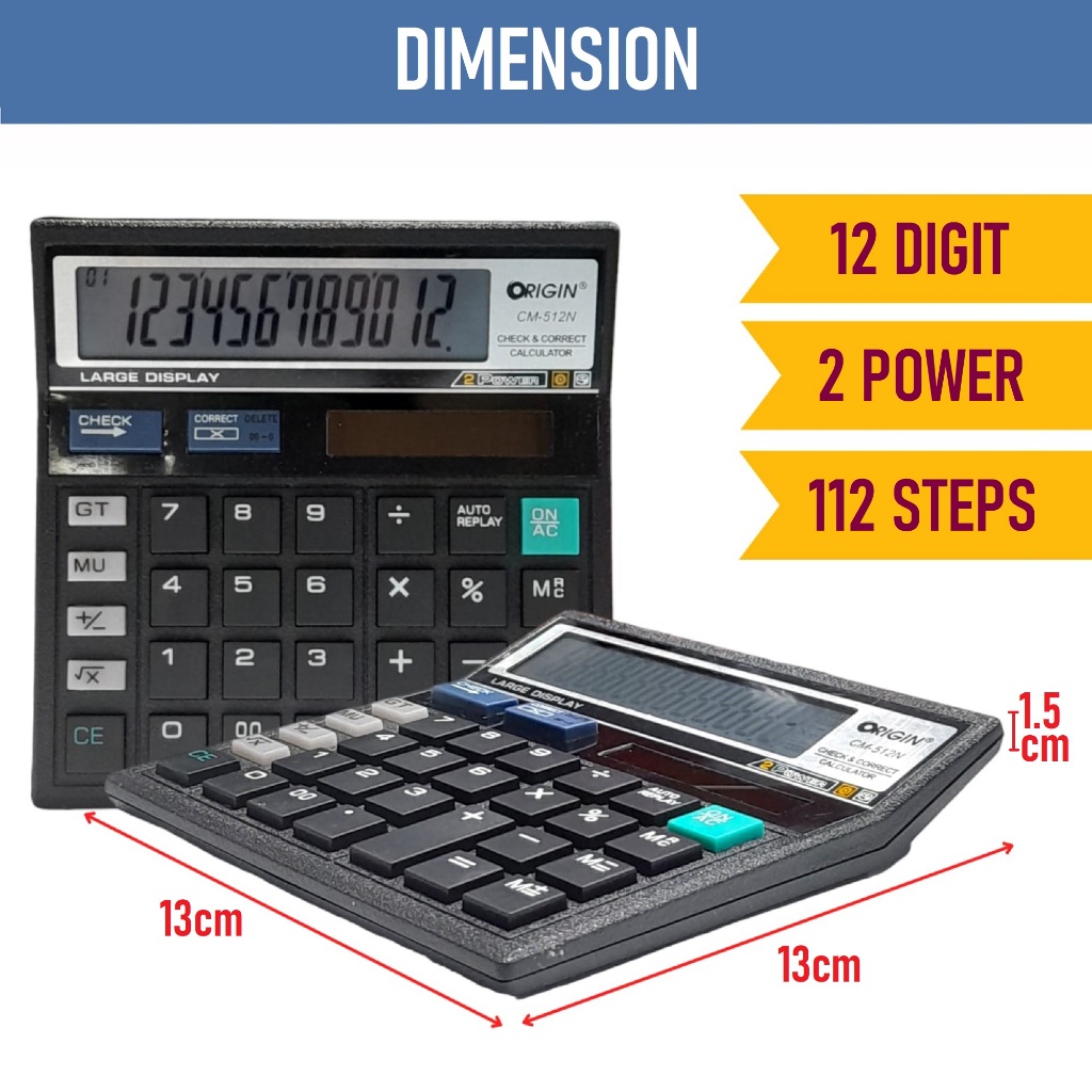 

Check & Correct Calculator / Kalkulator Meja CM-512N / Kalkulator 12 Digit / Mesin Hitung Portable