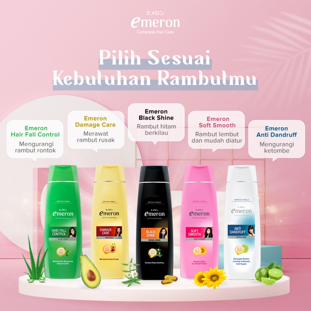 Emeron Shampoo Black &amp; Shine Botol 340 ml x3