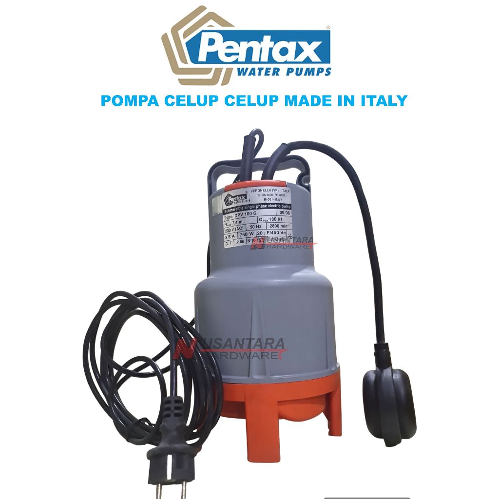pompa celup pentax DPV 100 made in italy,pompa air mancur,pompa taman,pompa kolam ikan,koi,nila,pomp