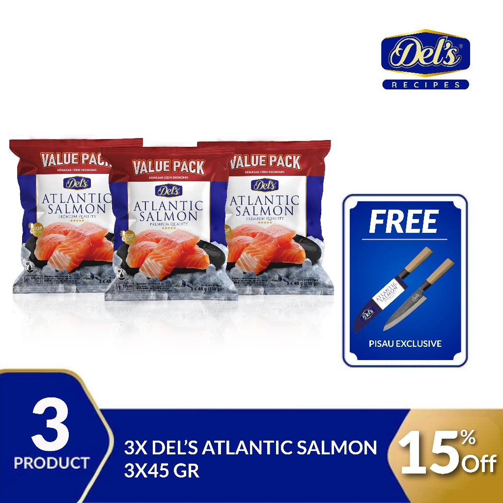 

Bundling Hemat - Del's Frozen Salmon Fillet / Portion - 9 x 45 Gr