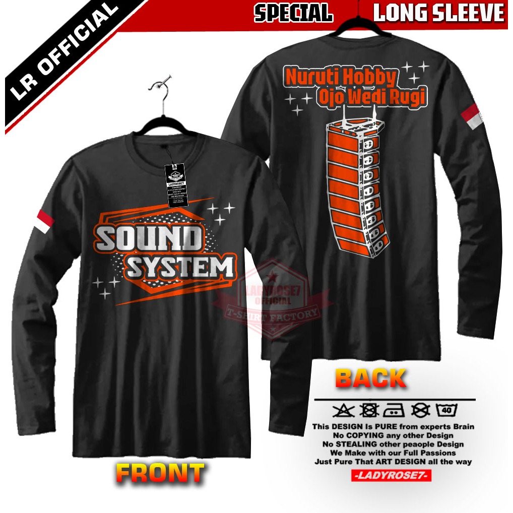 KAOS SOUND SYSTEM GANTUNG LENGAN PANJANG WARNA HITAM / KAOS SOUND SYSTEM / KAOS PRIA / KAOS AUDIO SO