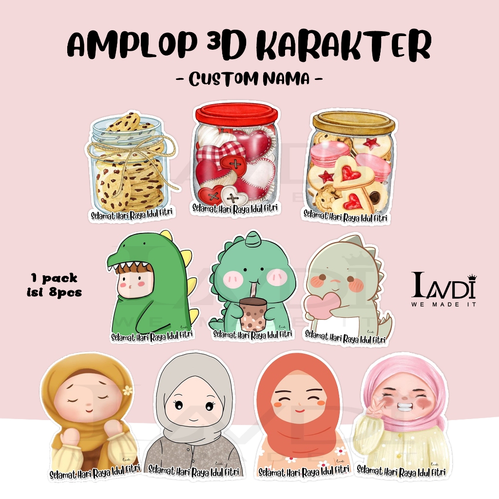 

AMPLOP KARAKTER 3D CUSTOM NAMA BAHAN PREMIUM ANGPAO AMPLOP LEBARAN IDUL FITRI LUCU