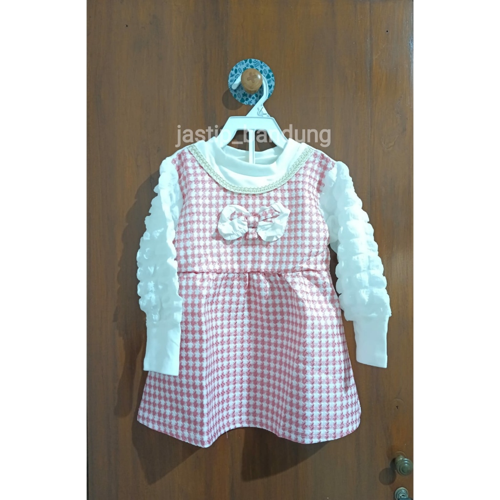 Wayne Dress Import Tangan Jagung / Dress Wayne Kids Tangan Jagung / Dress Import Premium Pink