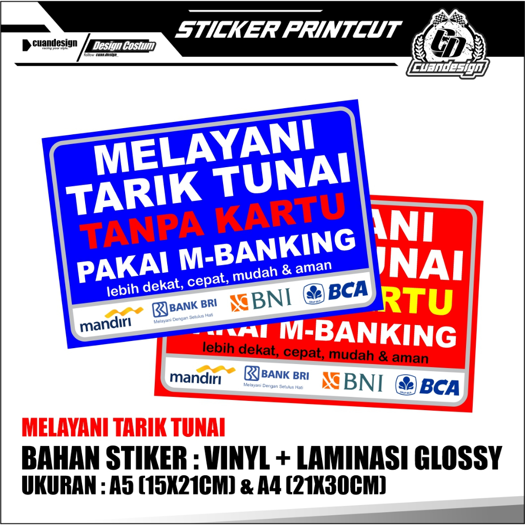 

STIKER STICKER MELAYANI TARIK PAKAI M-BANKING + LAMINASI GLOSSY