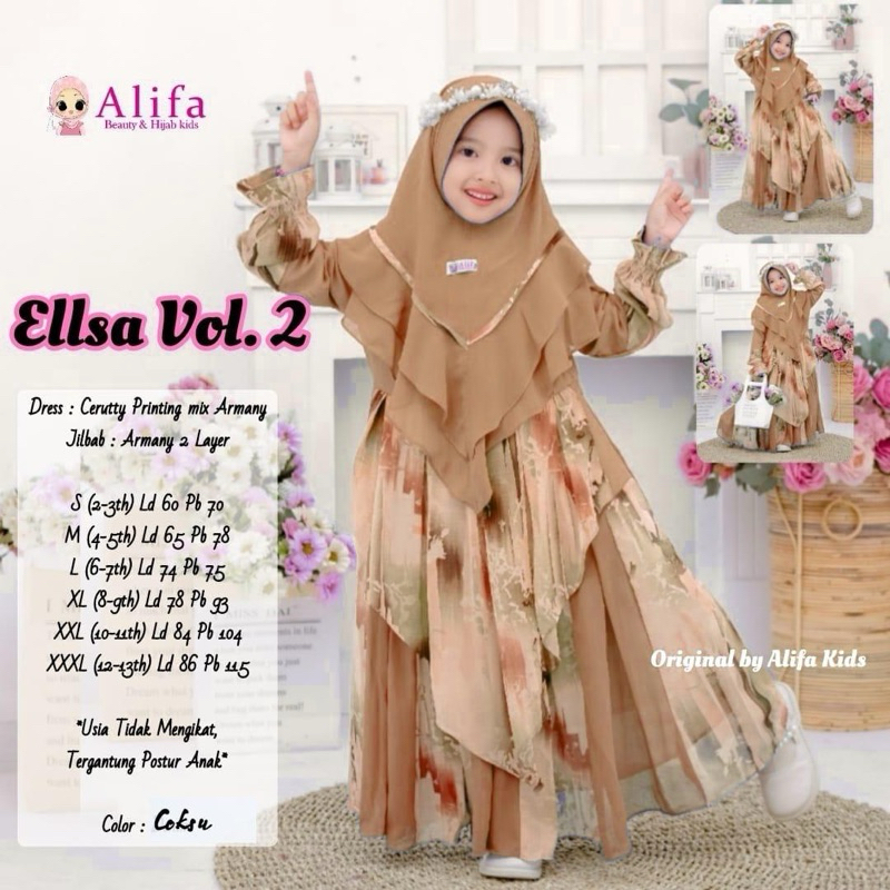SETELAN DRESS HIJAB LEBARAN ANAK PEREMPUAN //ELLSA VOL 2 ORIGINAL ALIFA KIDS