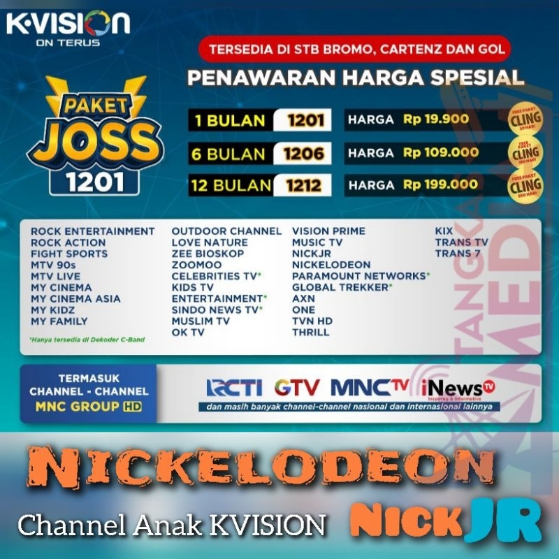 K-VISION Paket Anak Nikclodeon Nick JR JOSS Promo RESMI