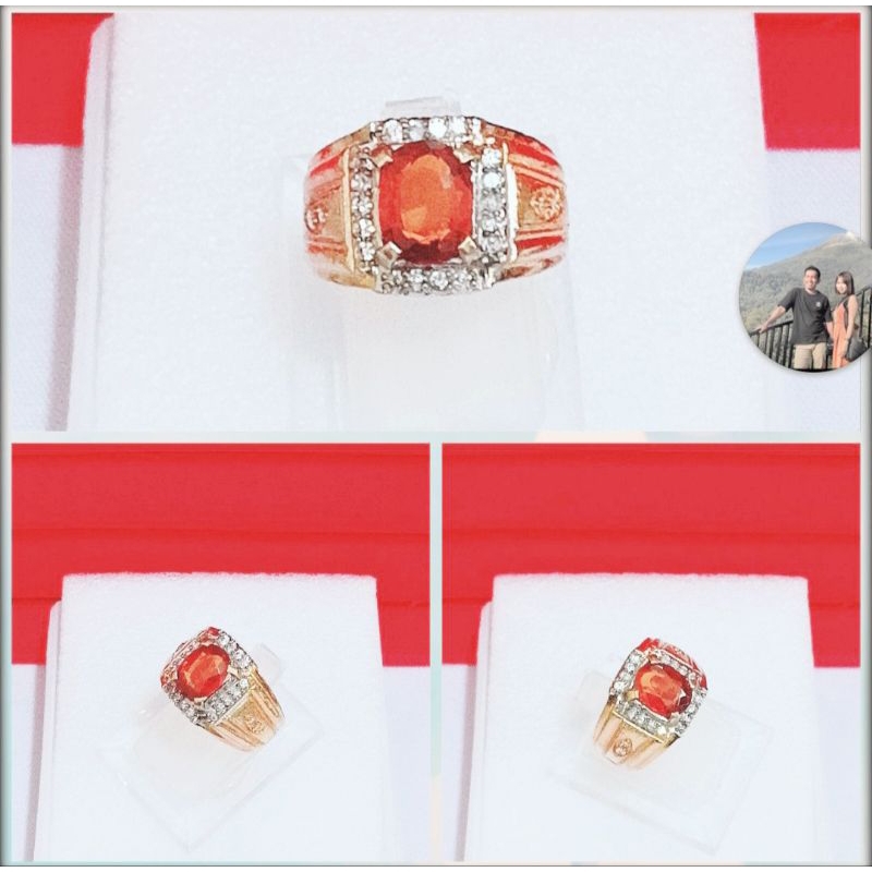 Cincin Batu Natural Orange Brown Topaz