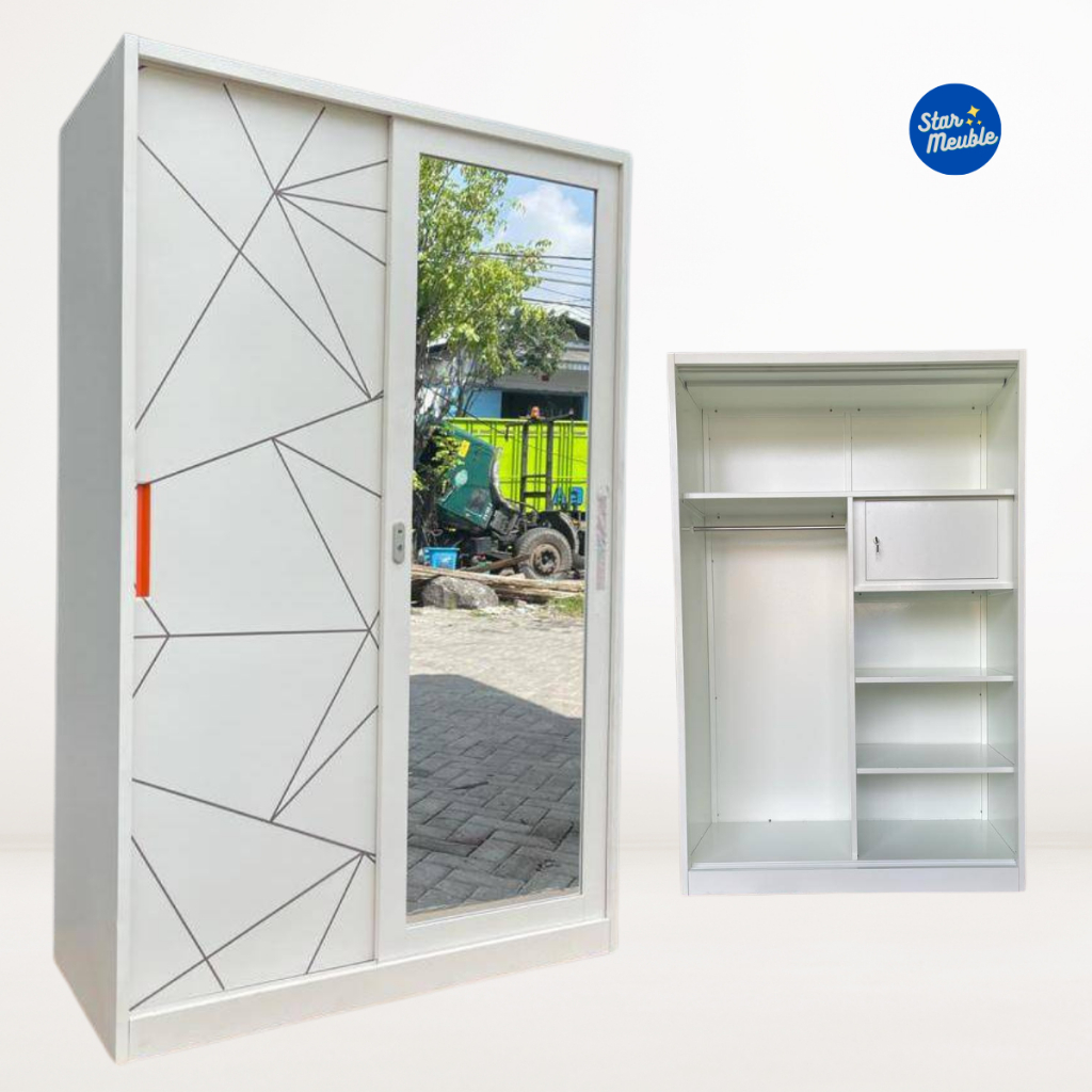 Lemari Pakaian Full Besi Pintu Sliding - Star Meuble Semarang