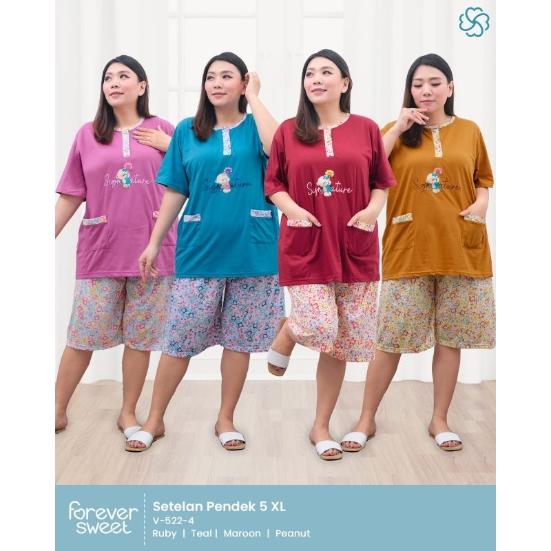 BAJU TIDUR BABYDOLL FOREVER SWEET JUMBO 5XL CELANA PENDEK V-522-4