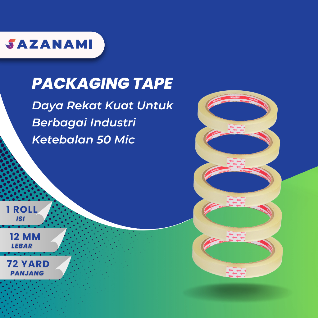 

isolasi bening 1/2" Inch 12mm x 72 Yard sazanami selotip solasi lakban tape