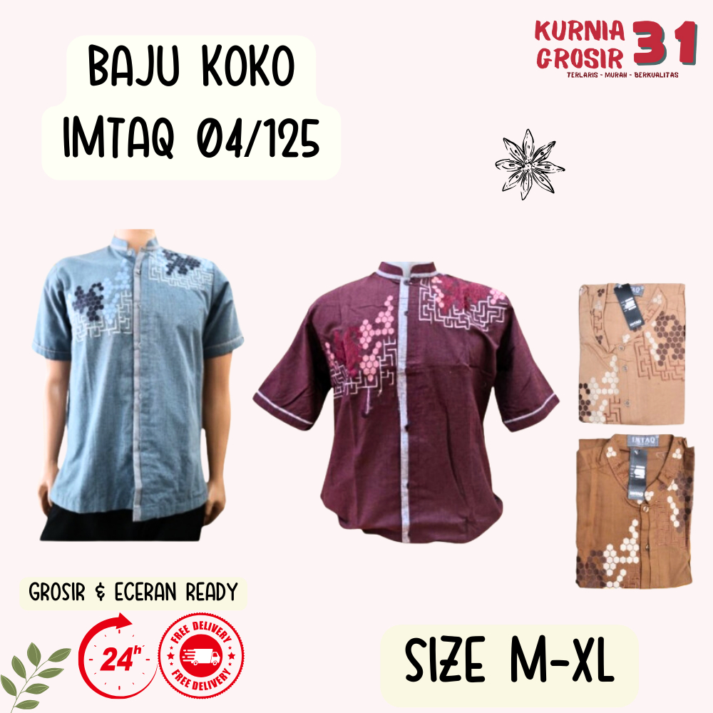 Baju Koko Lengan Pendek IMTAQ 04-125  / Baju Koko Pria Dewasa / Baju KOKO Ukuran M-XL