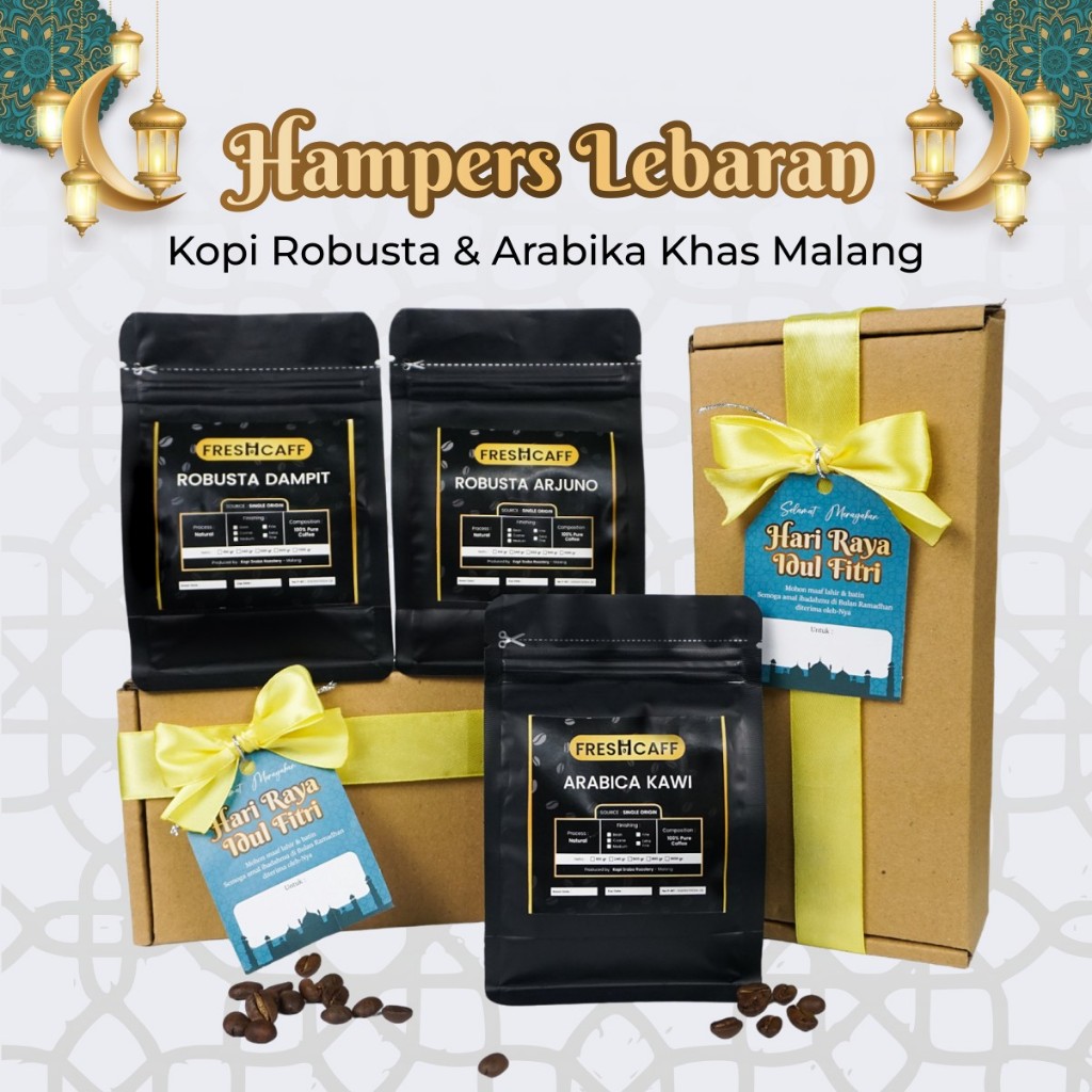 

Paket Gift Hampers Lebaran Idul Fitri Oleh-oleh Parcel Unik Kopi Bubuk Premium Khas Malang