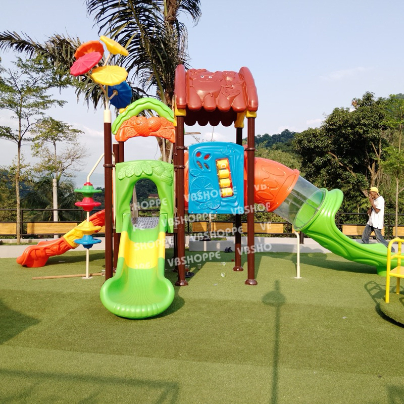 SUPER JUMBO BONUS MANDI BOLA PEROSOTAN GALVANIS PLAYGROUND DOUBLE SLIDE SWING AYUNAN PEROSOTAN TAMAN