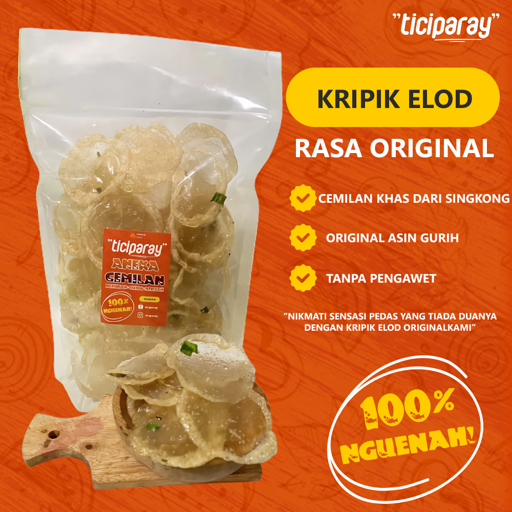 

ELOD | ORIGINAL | KRIPIK ELOD | TICIPARAY 100 GRAM | MAKANAN RINGAN