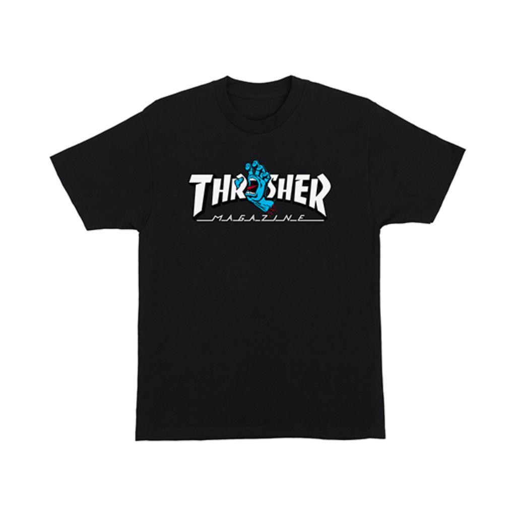 THRASHER X SANTA CRUZ SCREAMING LOGO S/S HEAVYWEIGHT T-SHIRT BLACK MENS