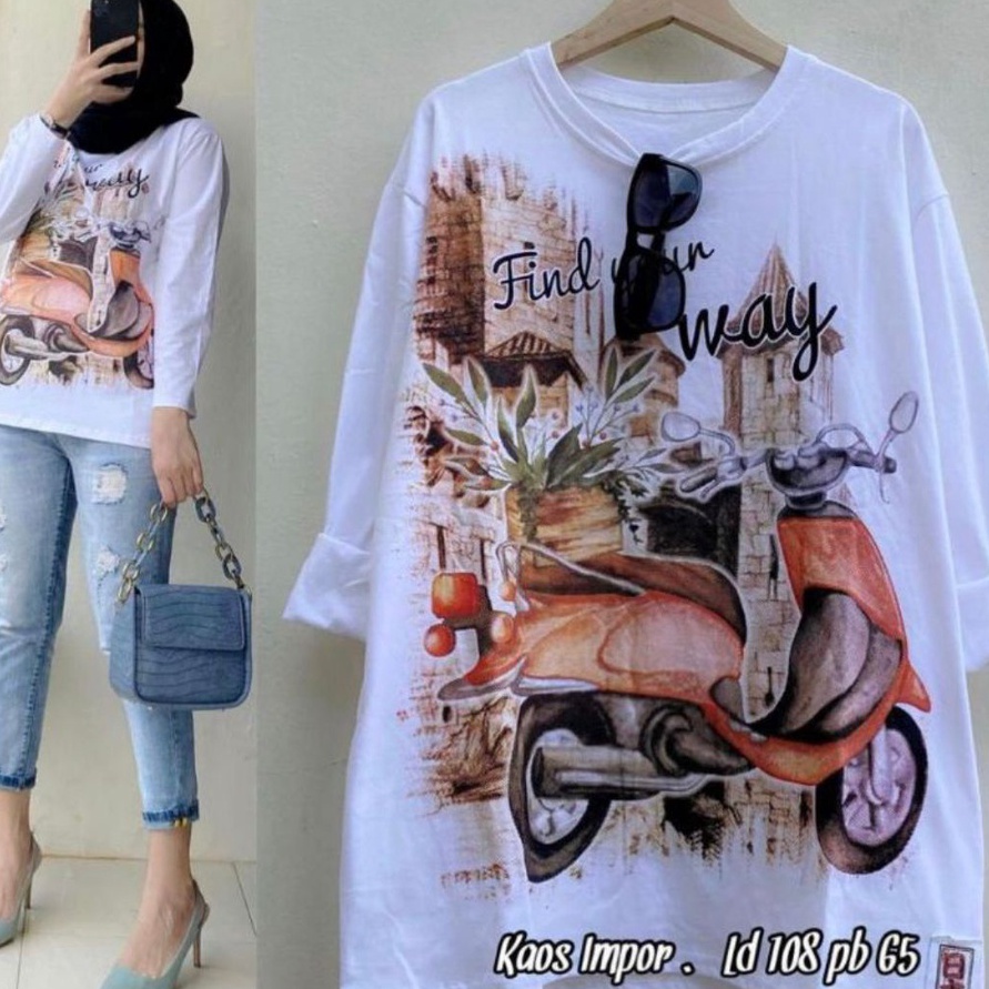 Terbaru Baju Sweater Oversize Vespa Blouse Top Lengan Panjang  Vespa Way