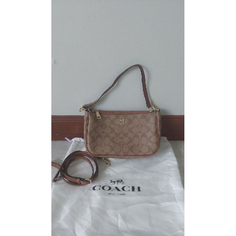 PRELOVED COACH TOP HANDLE IN SIGNATURE BROWN