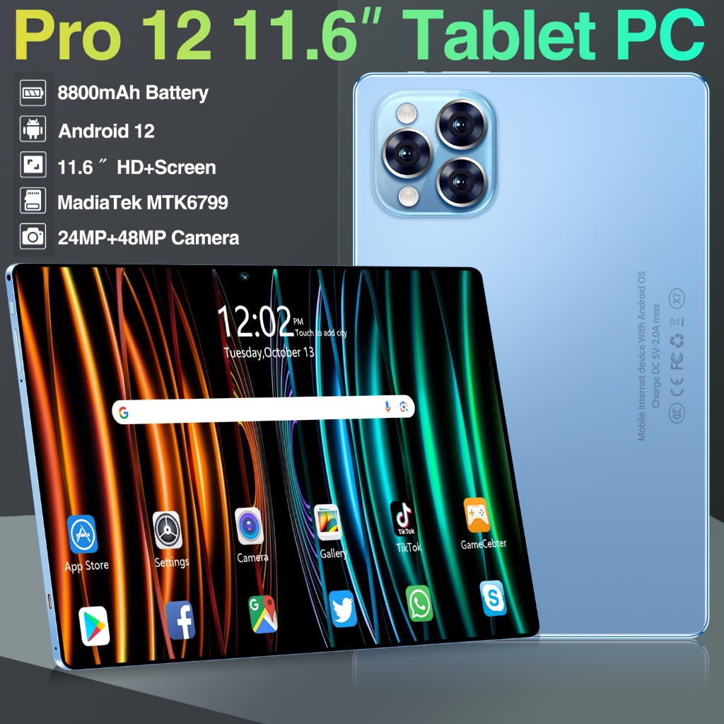 【2024 NEW】 Tablet PC Galaxy Tab Pro12 16GB+512GB 11.6inch Layar Full Screen Layar Besar Wifi 5G Dual SIM Asli Baru Tablet Untuk Anak Belajar hp tablet tab advan AirPad Tablet Gaming kantor Tablet Murah100 ribuan iPad 6 tablet murah hp MatePad11
