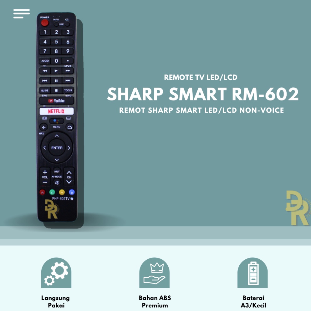 ACU191 TERBARU Remot Remote TV SHARP PHP62TV LED AQUOS SMART TV ANDROID youtube netflix