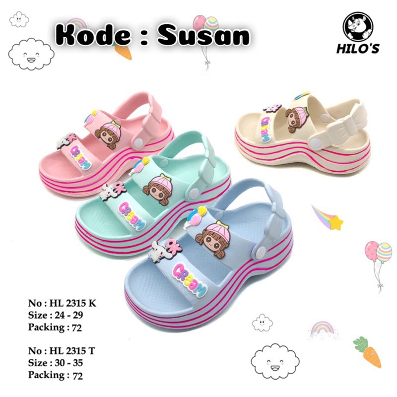 SANDAL SUSAN WEDGES ANAK JELLY RUBBER CEWEK TALI BELAKANG