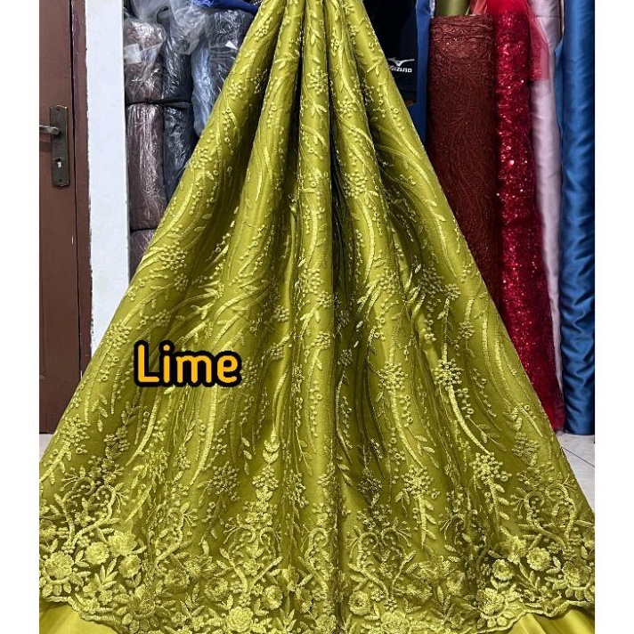 TEBUS MURAH Kain Bahan Brokat Gliter mutiara kain Tile pinggiran mewah  Kain kebaya