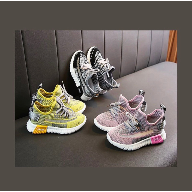 Sepatu Sekolah Sport Kets Anak Unisex Airmax Stripore Rope K (SS039) / Sepatu Sport Lampu Anak Cewe 